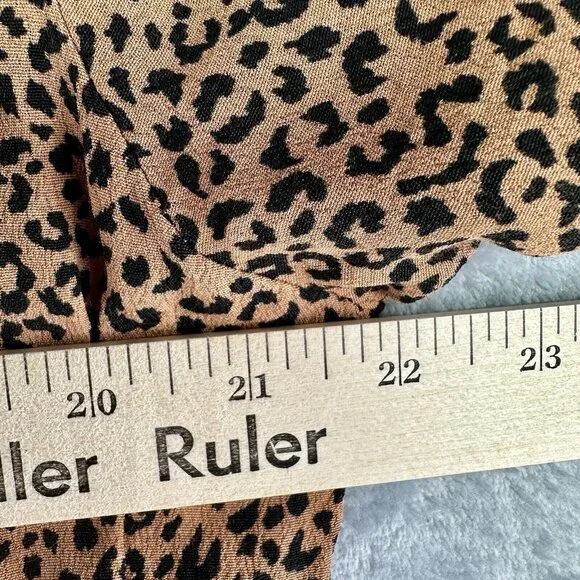 VICI Tiered Midi Dress Size Medium Tan/Black Leopard/Cheetah Print Tie Front - Picture 13 of 16